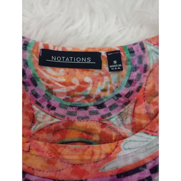 Ladies Misses Notations Purple Pink Blue  Top Sz S Short Sleeve - Picture 4 of 8